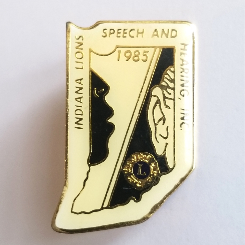 Vintage Lions Club pin enamel brooch Gold tone metal